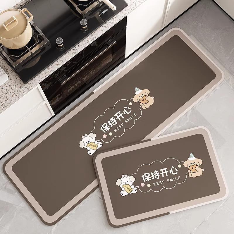 Cartoon Wind Soft Diatom Mud Floor Mat Kitchen Floor Mat Household Can Be Cut Non-slip, Water Absorption and Oil Absorption, Dirt-resistant and Wear-r