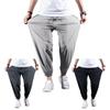 Men Sport Pants Ice Silk Relaxed Fit Ankle-banded Pockets Drawstring Elastic Waist Soft Breathable One Tone Gym Traning Jogging Swe