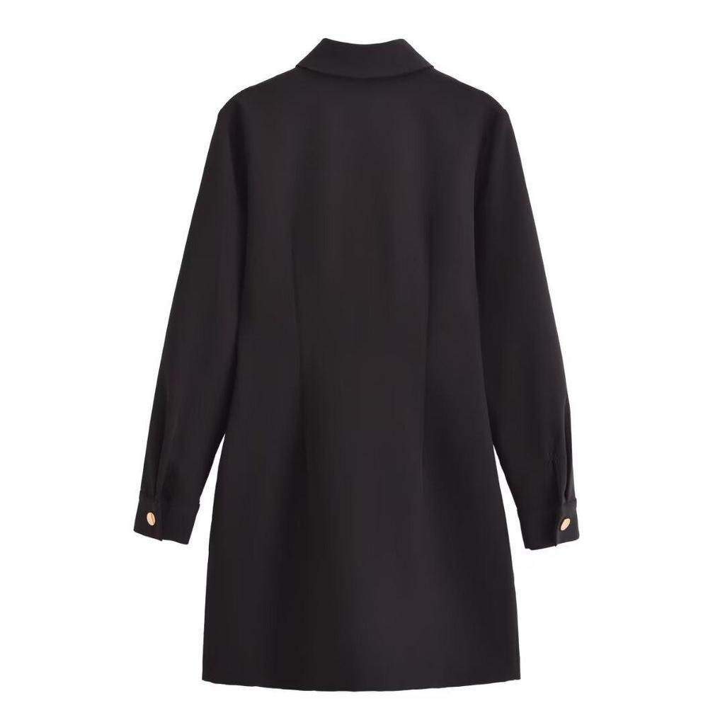 Women's 2024 Autumn European & American Style Slimming Crepe Mini Dress