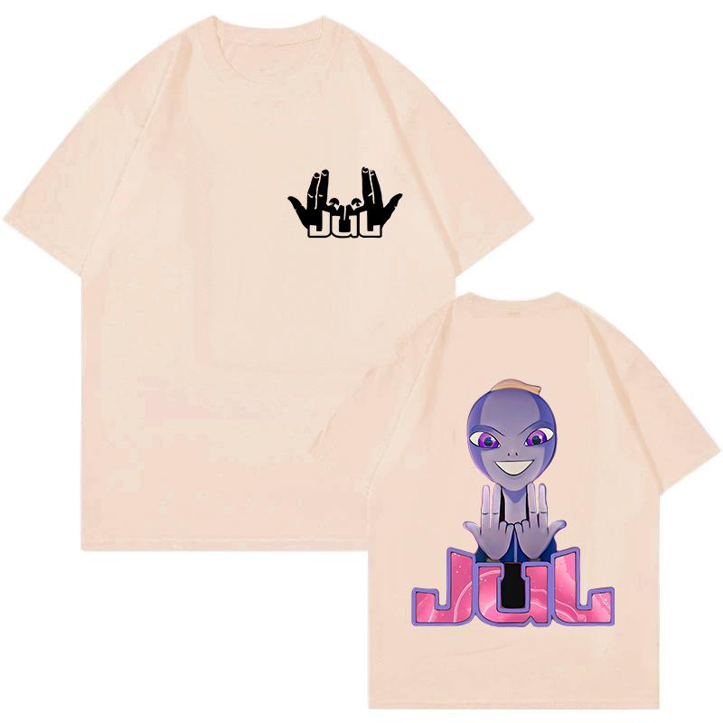 Rapper Jul Gesture Logo Printed Tshirt Unisex and Women Summer Cotton Y2K Clothing Hip Hop Fashion Short Sleeve Tops Streetwear
