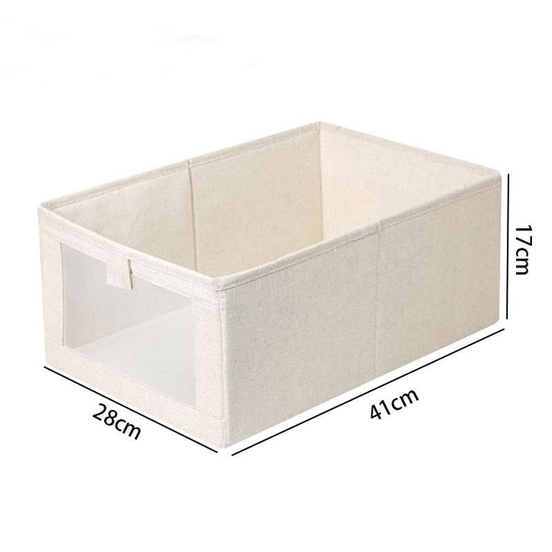 Cotton Linen Wardrobe Organizer Box with Mesh Visibility
