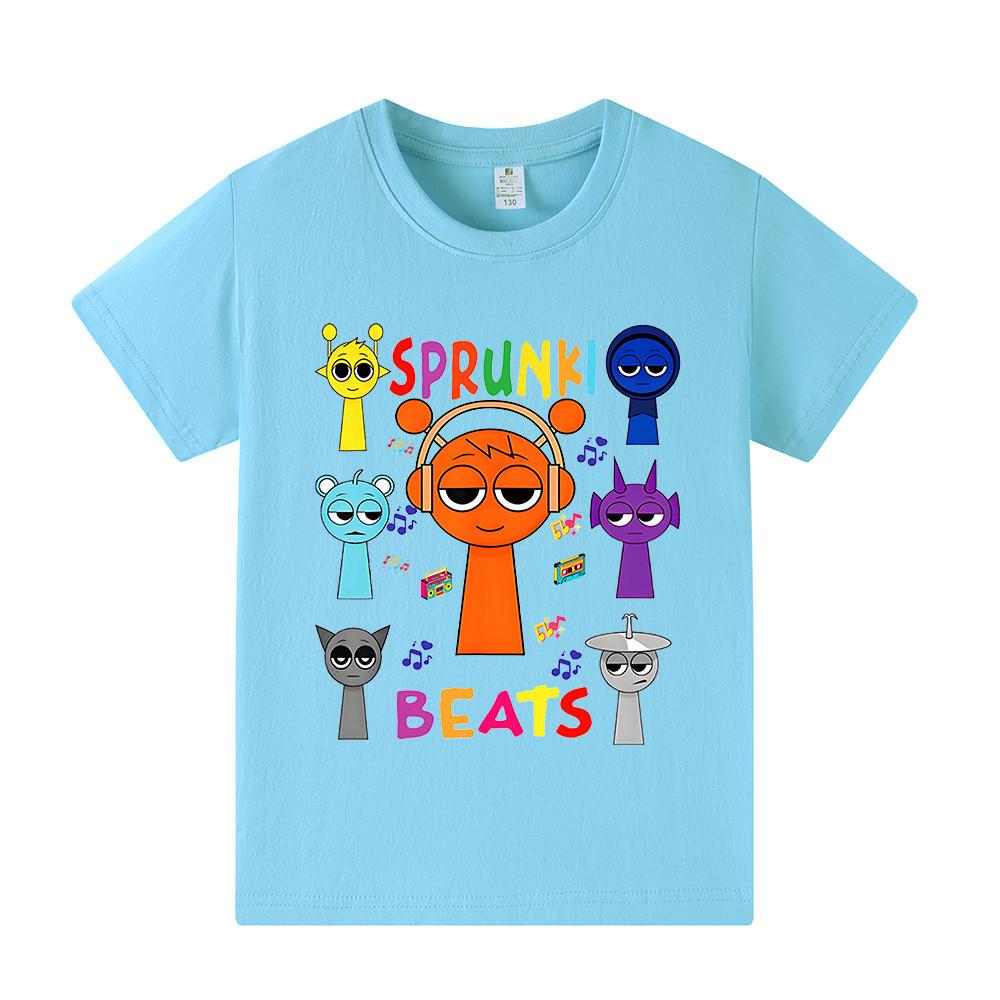 A1014 Kids Boys Girls Sprunki Casual Short Sleeves T-shirt