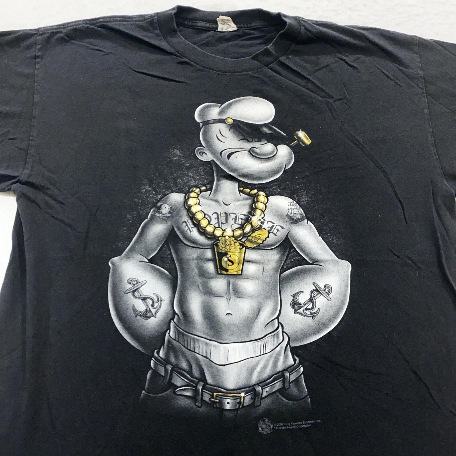 vintage HIP HOP POPEYE THE SAILOR MAN T-Shirt LARGE rap cartoon soft 2XL