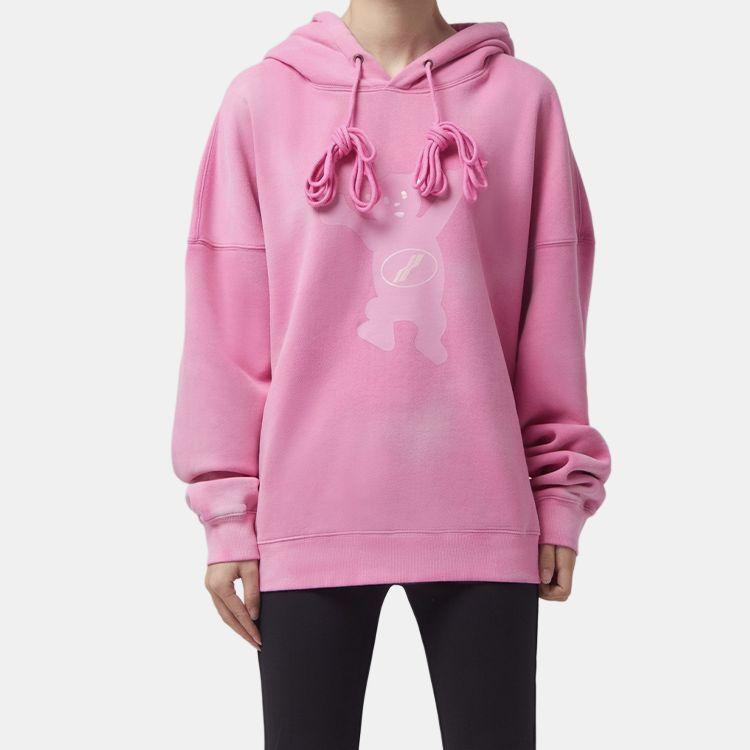 WE11DONE Teddy Hoodie Pink Unisex Tops WD-TH8-20-102-U-PK