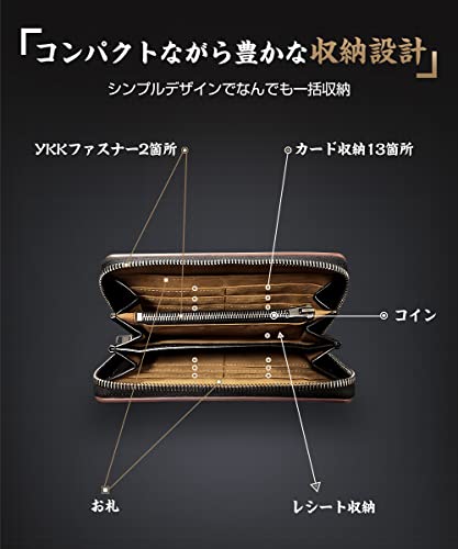 Men's Tochigi Leather Long Wallet, Genuine Leather, Large Capacity, YKK Zipper, Made by Top Wallet Craftsmen, Women's Wallet, Cowhide Leather Wallet,