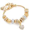 Handmade Large Hole Alloy Bead Gold Bracelet for Women Beaded Jewelry Strand