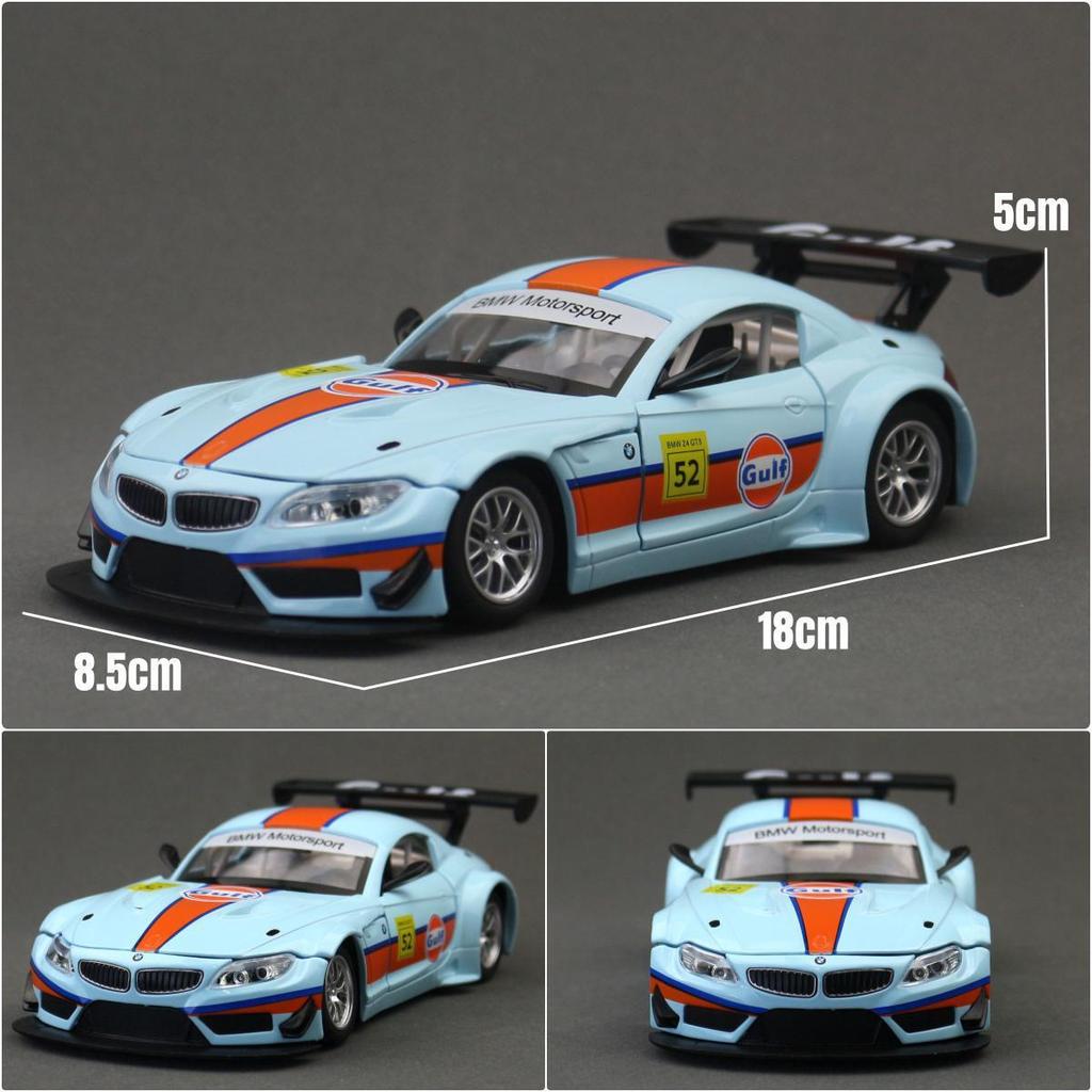 NEW 1:24 BMW Z4 GT3 GULF BMW M6 BMW M4 CSL Alloy Car Diecasts & Toy Vehicles Car Model Sound and Light Car Toys For Kids Gifts