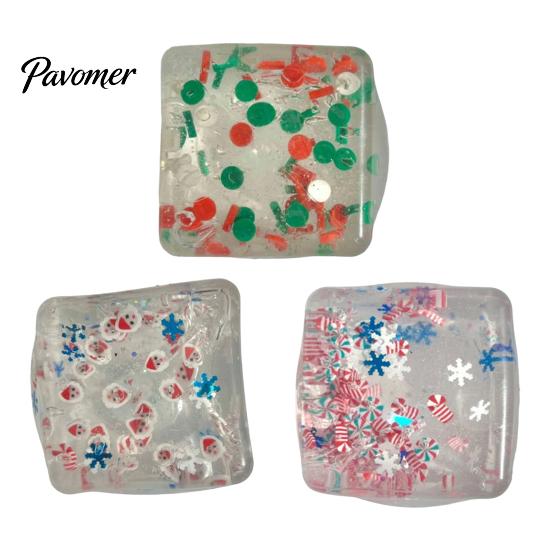 Stress Relief Cube Toys Christmas for Anxiety Relief, Clear Squeeze Fidget Transparent Toy Toy, Soft Stretchy Sensory Party Favors Stocking Stuffers