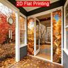 2D Flat, 2pcs 2D Flat Autumn Countryside Theme, 30.48X179.83 cm Polyester Door Couplet, Golden Farmland, Wooden Fence, Scarecrow Design, Suitable for 