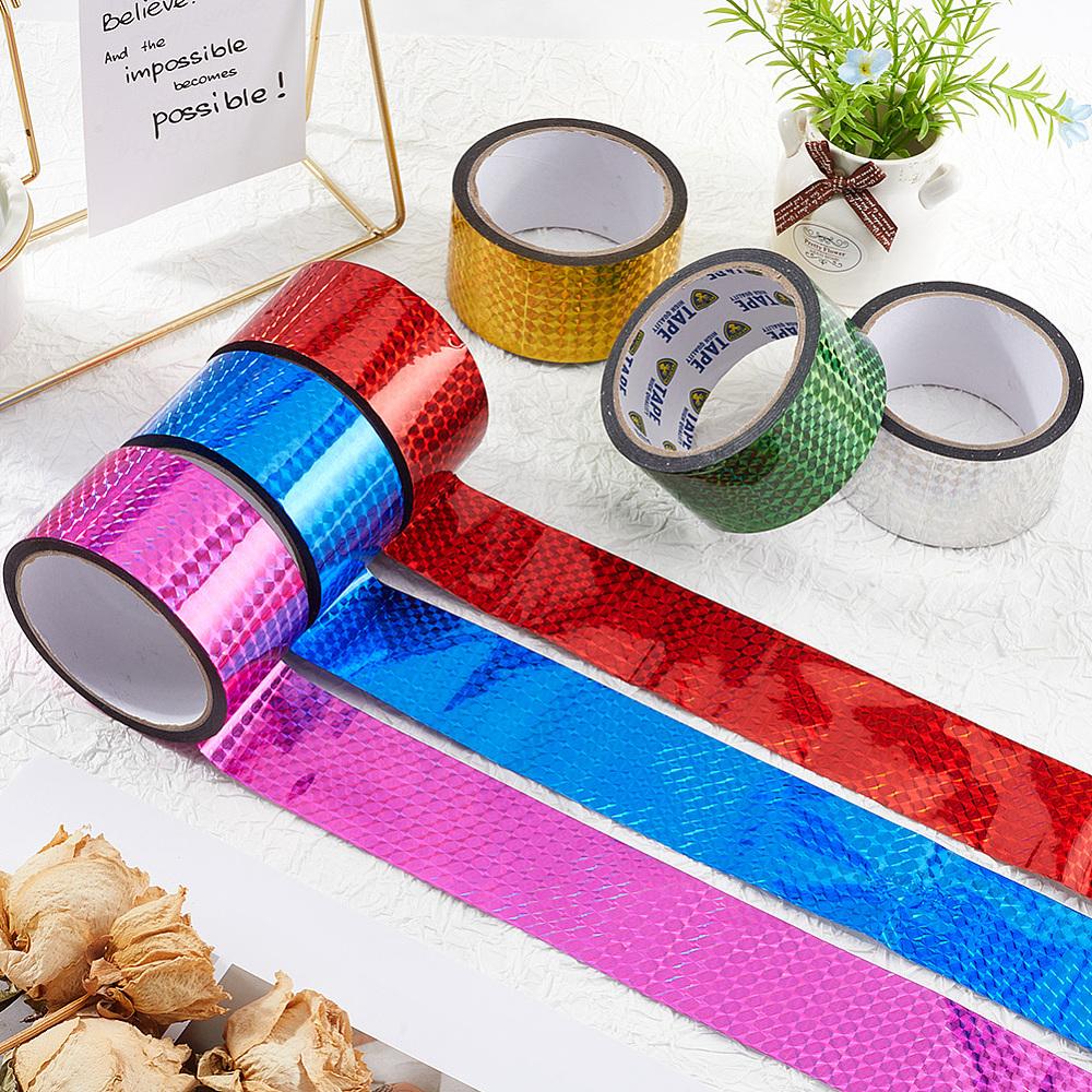 50M Laser Shining Bopp Plastic Scrapbook Decorative Adhesive Tapes Laser Glitter Masking Decor Tape Gainsboro 50mm about 54.68 Yards(50m)/Roll