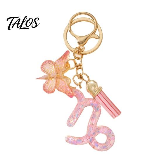 The Zodiac Charm Keychain Pendant, with Butterfly Metal Keyring Tassel, for Handbag Backpack Bag Pendant For Bags