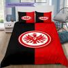 Eintracht Frankfurt Half Red Black Team Logo 3Pcs Bedding Set, Duvet Cover with 2 Pillowcases, Football Fan Bed Linens,