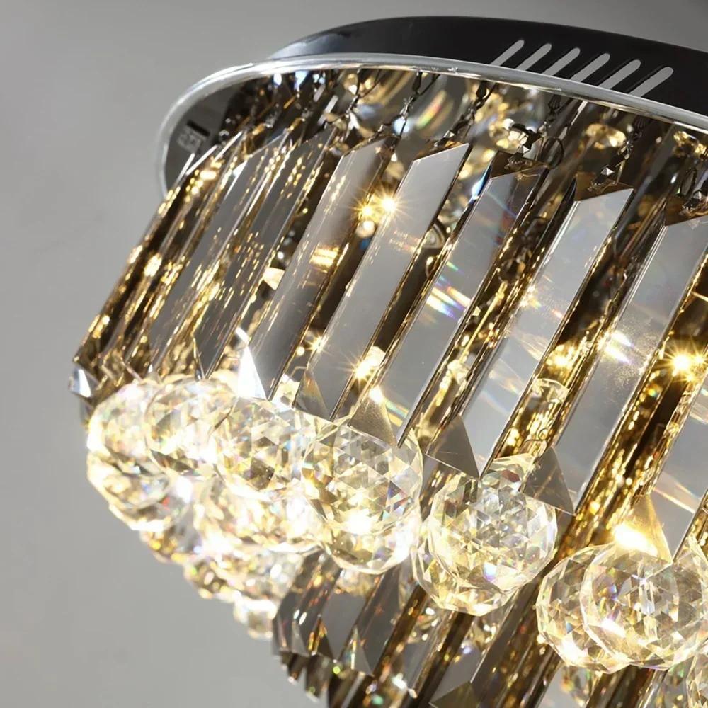 Luxury Black Crystal Chandelier round Ceiling Lamp for Living Room Bedroom Indoor Home Light Fixtures Elegant Crystal Lighting