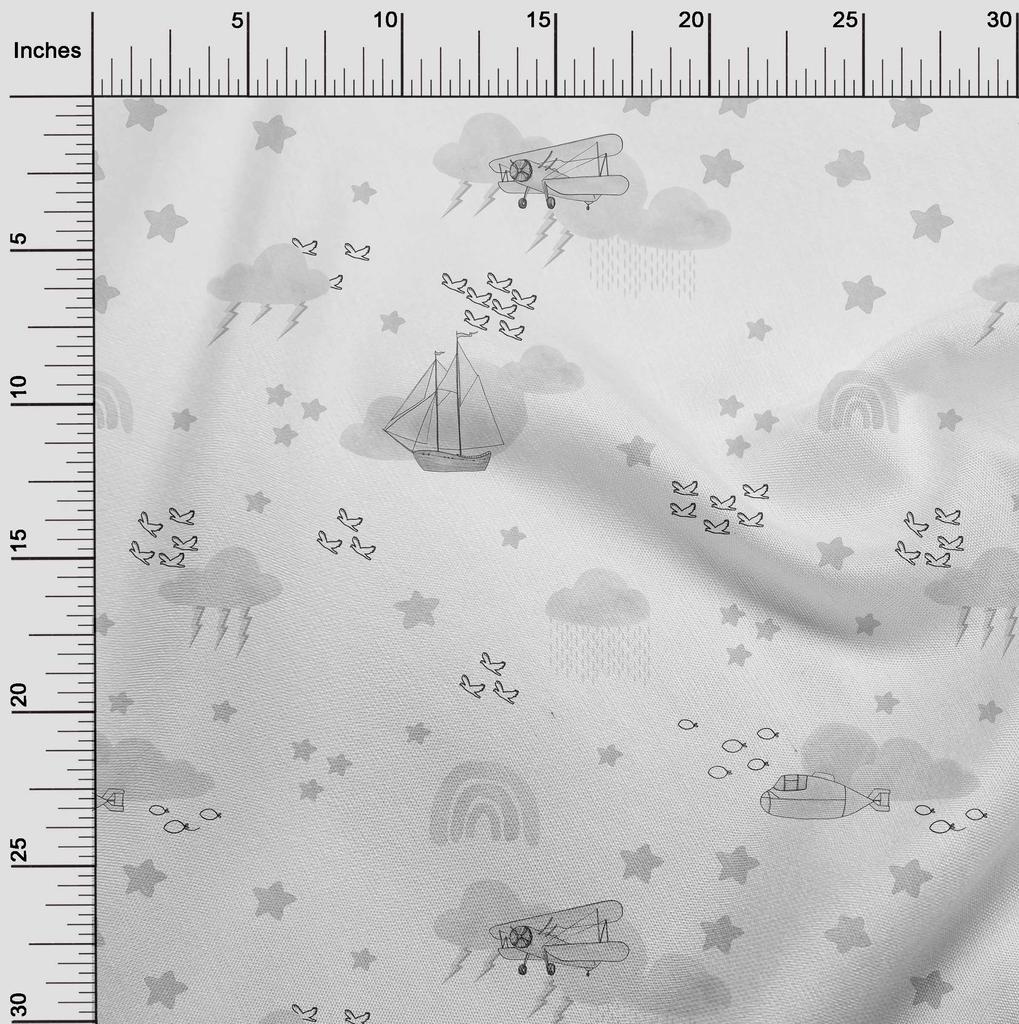 oneOone Cotton Flex Light Gray Fabric Kids Craft Projects Decor Fabric Printed By The Yard 40 Inch