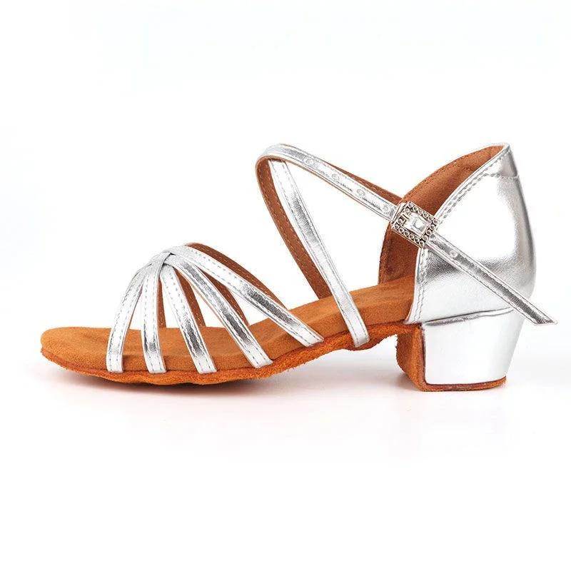 Children Dance Shoes for Girls Ballroom Latin Ladies Modern Tango Dancing Women Salsa Sandals
