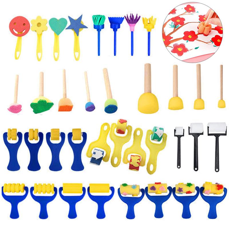 Children Drawing Sponge Brush Toys Art Craft Halloween Drawing Graffiti Tools Teaching Incentive Supplies Roller Seal Stamp TMZ