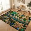 Dinosaur Theme Soft Crystal Velvet Rug Custom Name & Text Print Non Slip Floor Rug for Bedroom Living Room