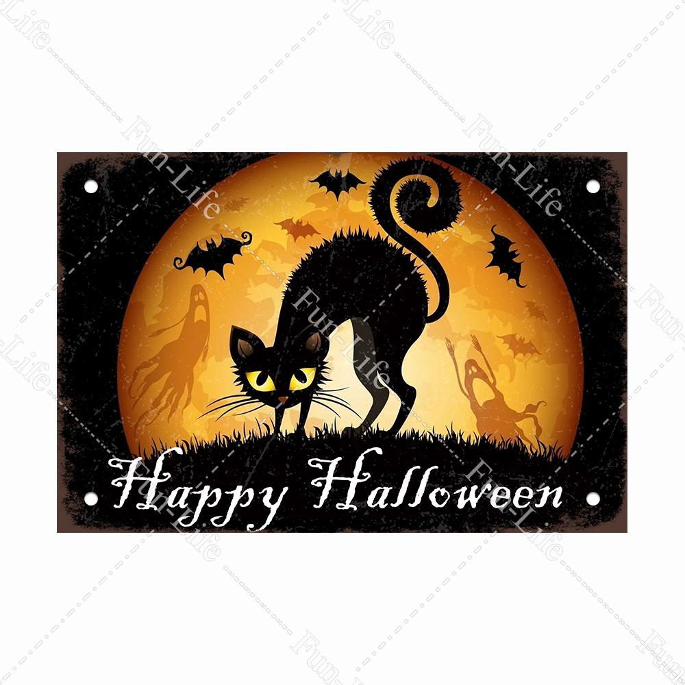 Halloween Shabby Chic Home Bar Festival Vintage Wall Decor Metal Tin Signs Pub Tavern Retro Pumpkin Decorative Plate 20x30cm