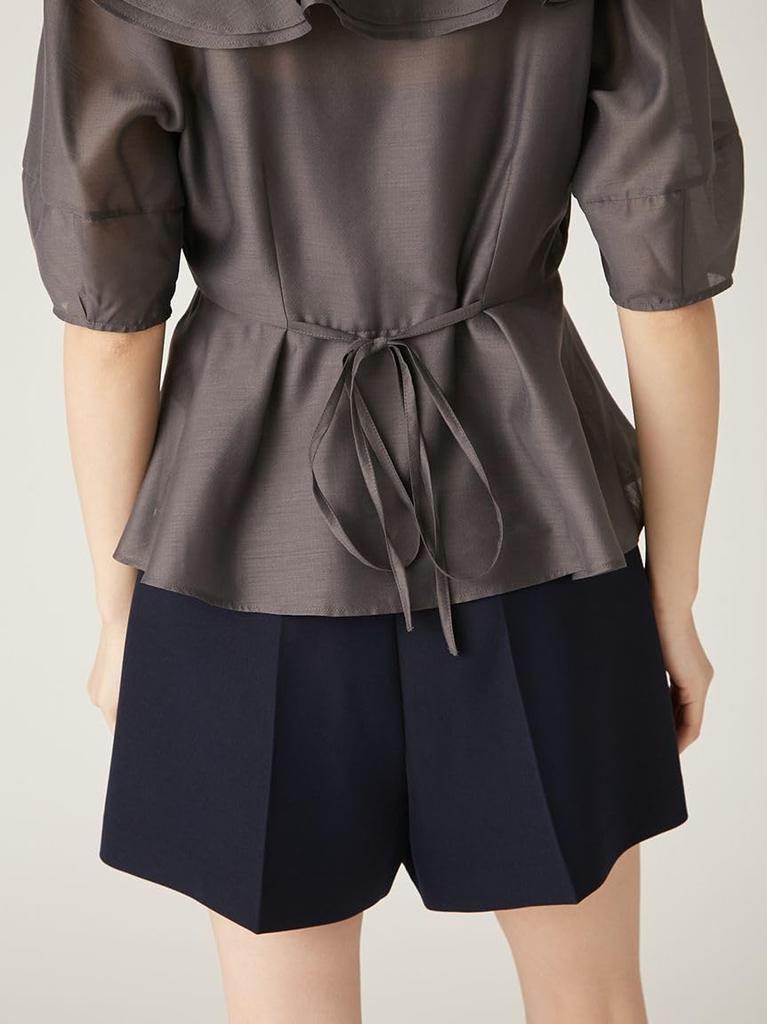 Lily Brown Double Frill Peplum Blouse LWFT251135 CGRY Women's