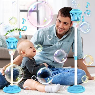 Bubble Machine with Music Light Adjustable Height 3-in-1 Outdoor Party Blower for Weddings Birthdays Camping Rechargeable Fun Toy for Kids