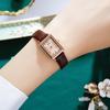 Ladies Roman Vintage Small Square Plate Student Versatile Bamboo Pattern Belt Quartz Waterproof Watch