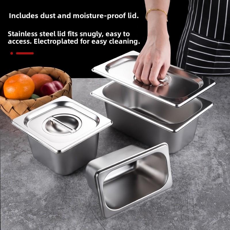 Stainless Steel Rectangular Covered Small Seasoning Box Food Container Thermal Restaurant Kitchen Cooking Utensils Dish Pot