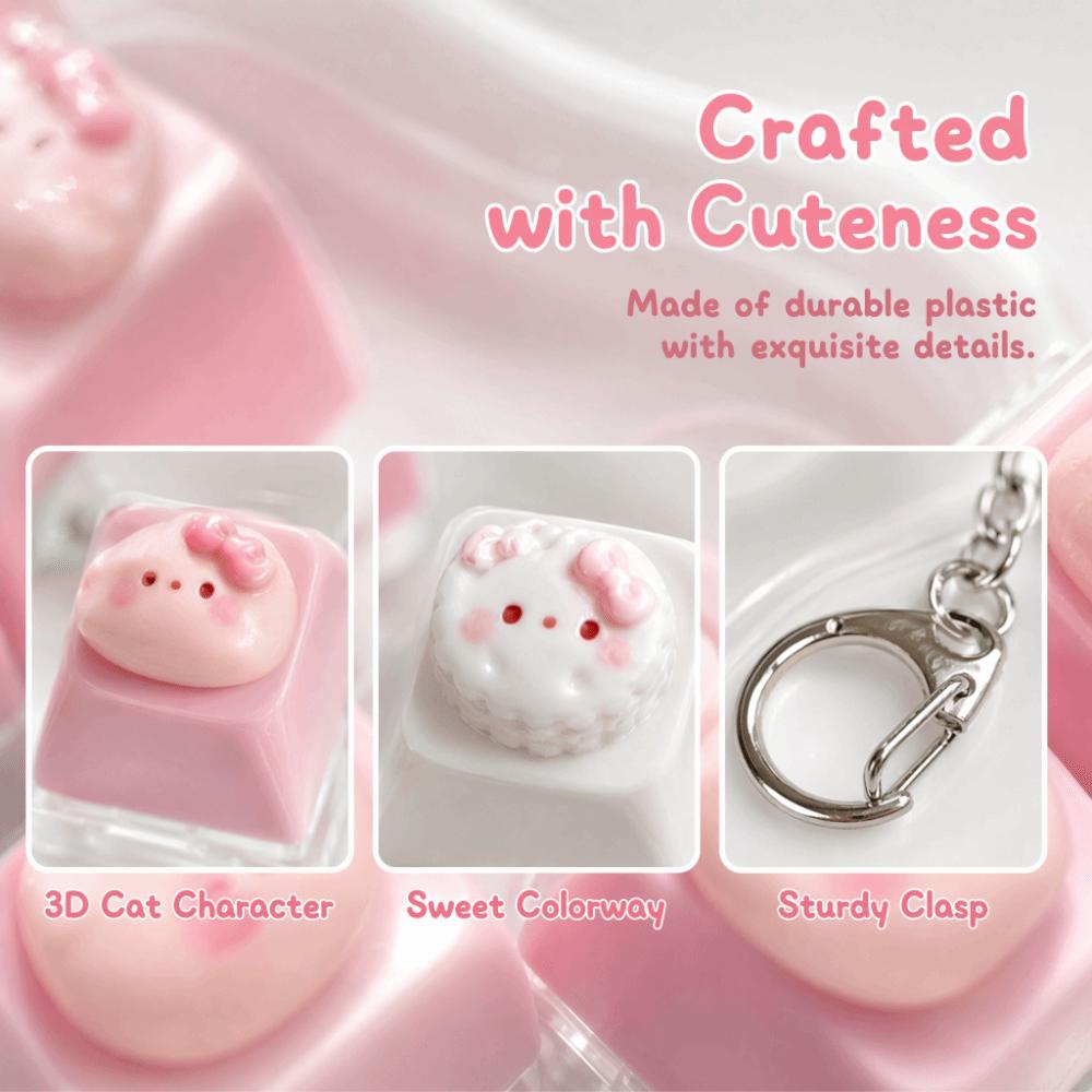 Kawaii Cat Shape Fidget Switch Tester Keychain Stress Relief Finger Press Toy Holiday Gift