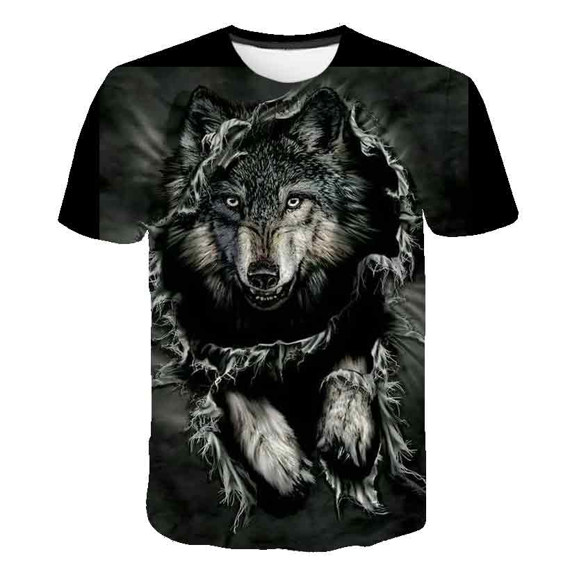 Zvířecí dětské tričko Letní vlk Kreslený vlčí topy Dětské oblečení pro volný čas Kreslené tričko pro dívky Chlapecké oblečení