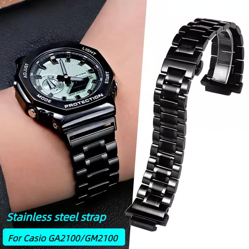 Bracciale Modificato GA2100 Per Casio G-SHOCK GA-2100 GA2110 GA-B2100 Braccialetto per orologio in acciaio inossidabile massiccio metallico Accessori per orologi da uomo