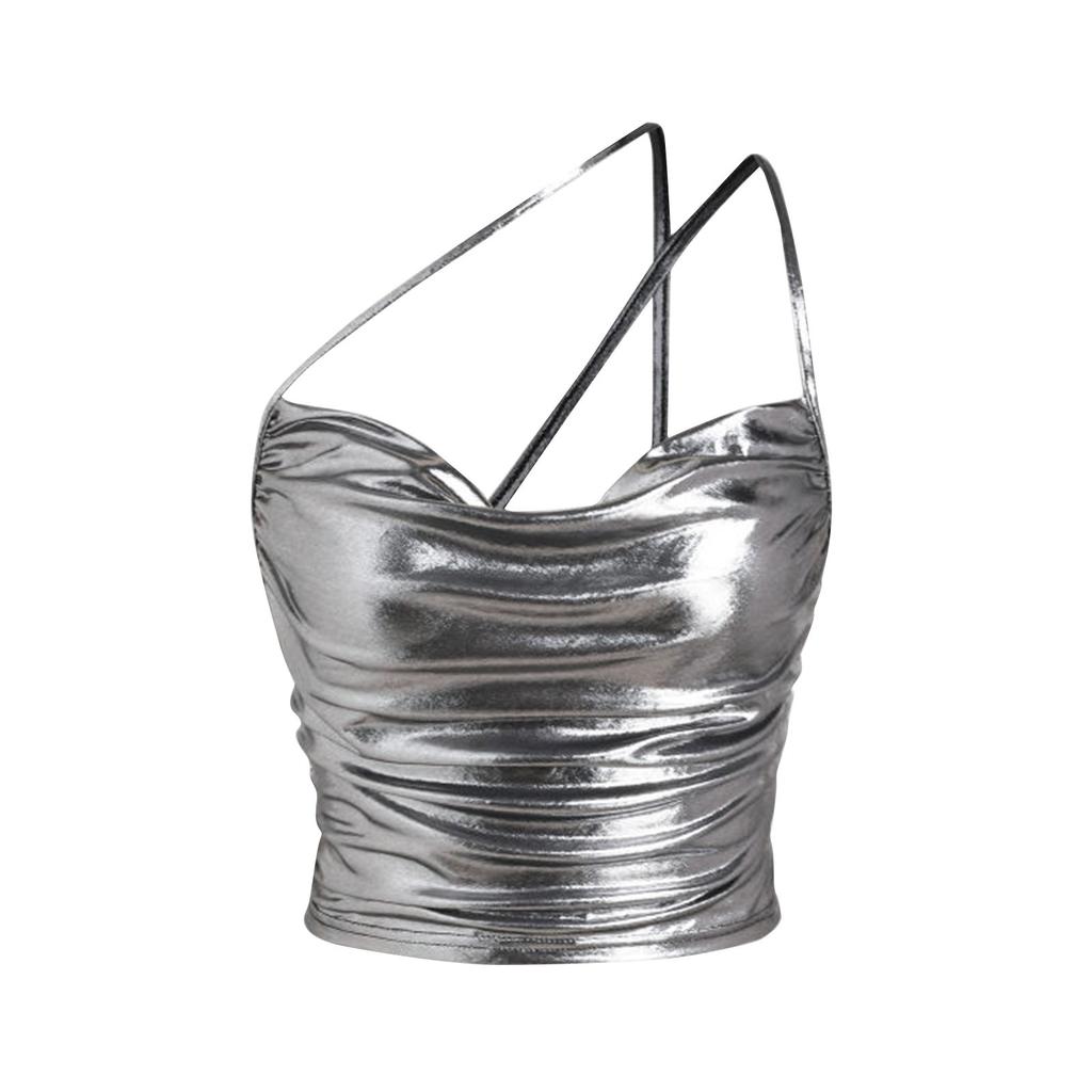 Women's Going Out Cropped Tops Sexy Spaghetti Straps Camisole V Neck Camisole Shirt Solid Color Camisole