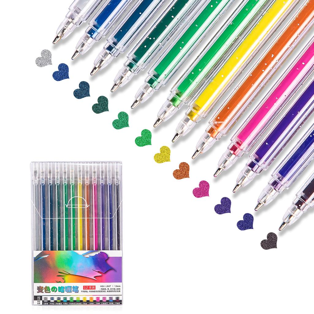 8/12/18 Farben Glitzer Gelstifte 1,0 MM Farbe Gelstift für Schule Büro Malbuch Notizbücher Zeichnen Kritzeln DIY Kunst Marker