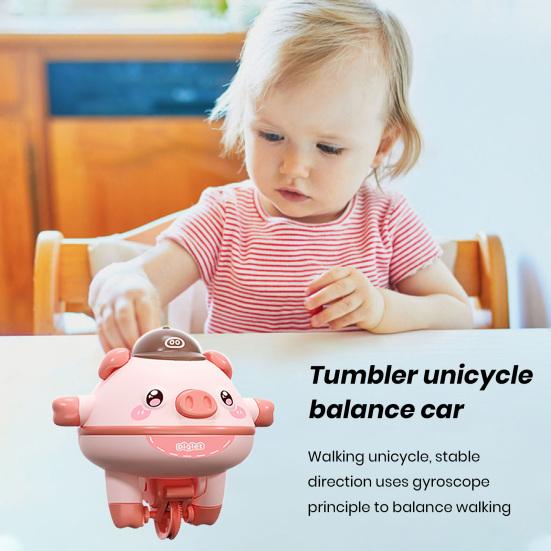 Unicycle Pig Toy Tightrope Walking Automatic Gyroscope Balance Electric  Piggy Toy Educational Toy Animal Tumbler Boys Girls
