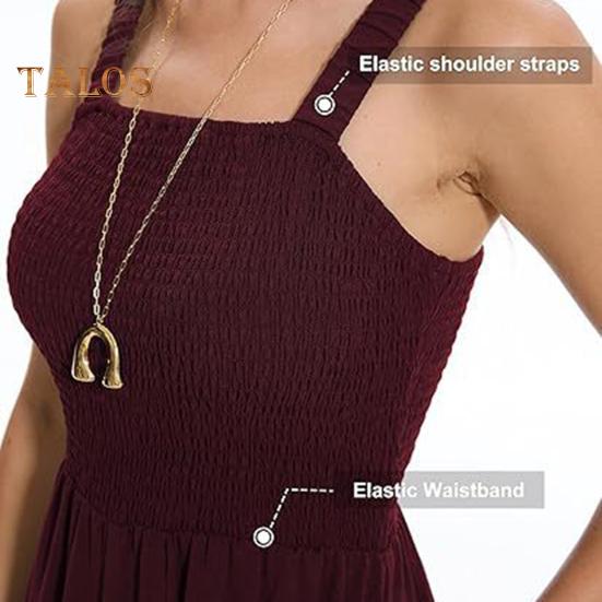 Monos de verano sin mangas para mujer, pantalones de pierna ancha y cintura alta, mono holgado de una pieza con bolsillos y cuello cuadrado.