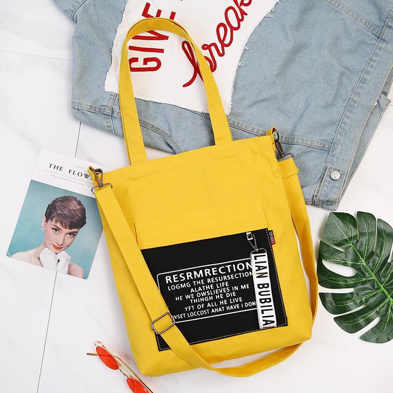 

Сумка из холста женская модная универсальная сумка через плечо повседневная простая студенческая портативная косметичка жёлтый