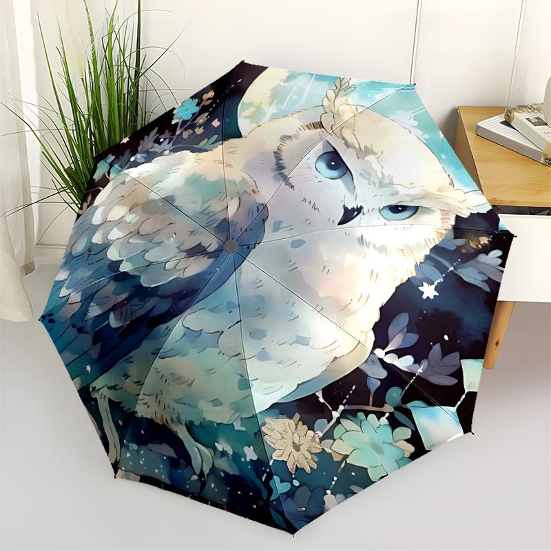 1pc Owl Fantasy Fashionable Automatic Opening/Closing Folding Umbrella with 8 Bones, Windproof Portable, Daily Use59