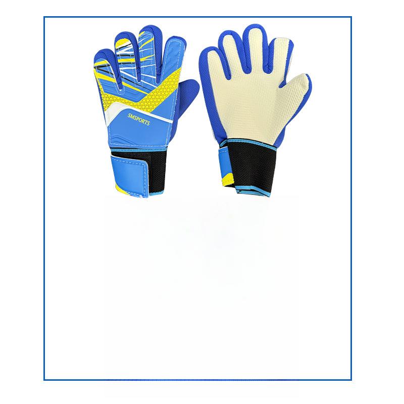 

Детские футбольные вратарские перчатки для тренировок, ладони из латекса, нескользящие пальцевые перчатки, износостойкие профессиональные вратарские перчатки No. 10 синий