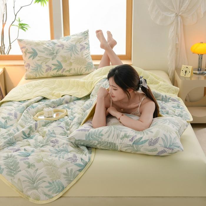 Pătură Nouă cu Imprimeu Floral de Primăvară Vară Moale Confortabilă Matlasată Pături Simple Duble Pătură pentru Pat Plapumă Tricotată Subțire