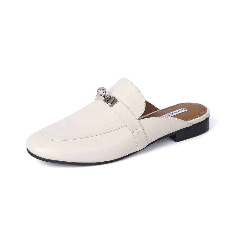 

Производитель ODMOEM кожаные туфли осень и зима женская кожаная верхняя одежда плоские сандалии лето полупакет модная универсальная женская обувь 39 белый