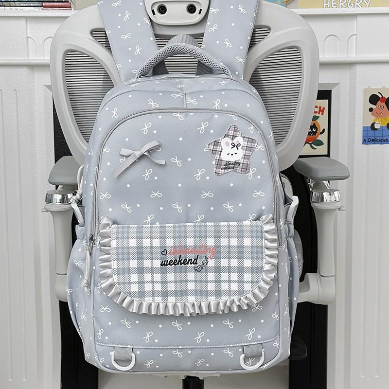 Junior School Schoolbag Women's Check Large Capacity Backpack