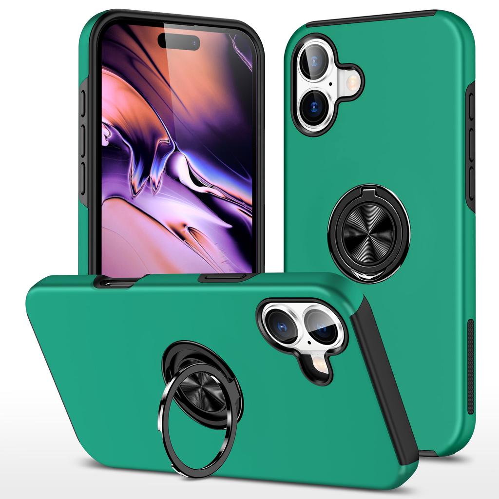For iPhone 17 Case PC + TPU Phone Cover with Rotatable Ring Holder
