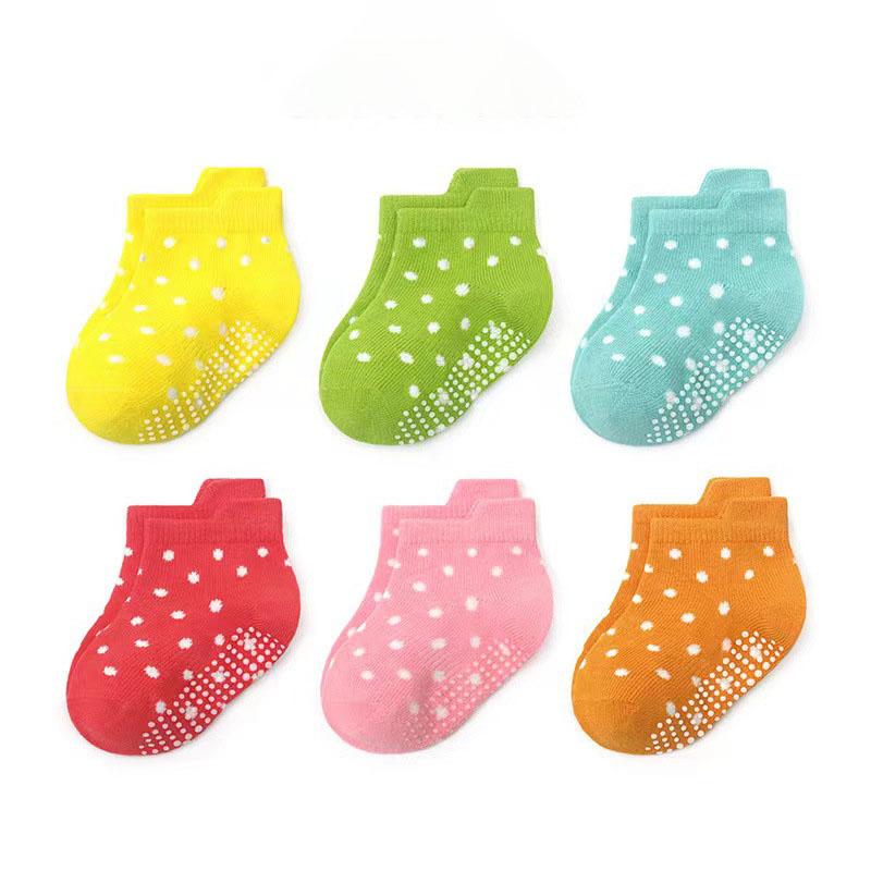 6 Pairs a Lot Baby Floor Socks Infant Cute Stripe Thin Adhesive Socks Kids Girls Candy Color Non Slip Socks