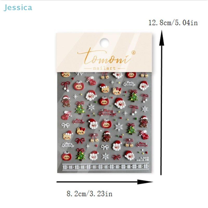 Christmas Style Animal Bear Puppy Print Bow Snowflake Snowman Christmas Tree Nail Art Stickers