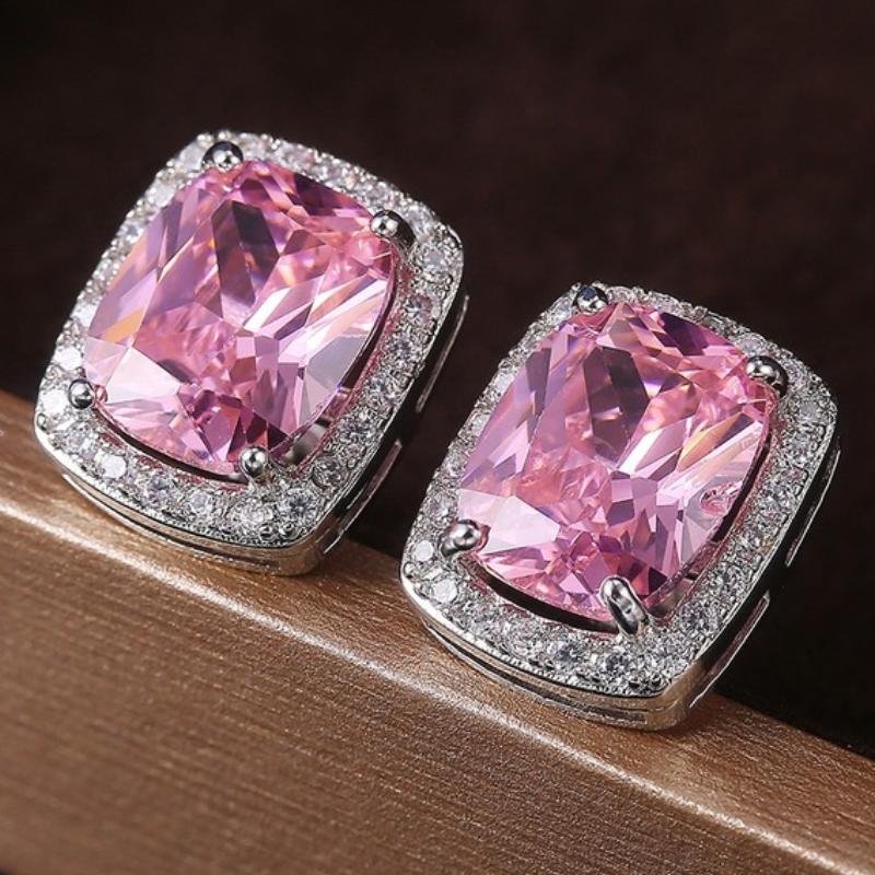 

CAOSHI Dazzling Pink Cubic Zirconia Women Stud Earrings Engagement Wedding Party Romantic Accessories Jewelry Valentine Gift Hot Pink