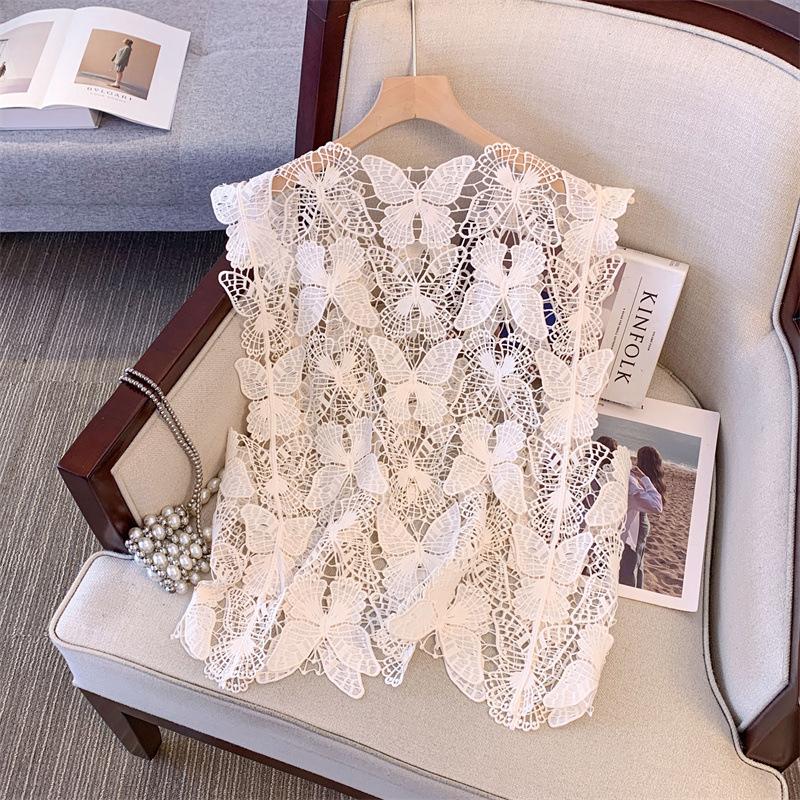 2026 New T-Shirt Women Knitting Lace Vest O-Neck Hollow Summer Style Basic Tops Tees Pink XXL белый