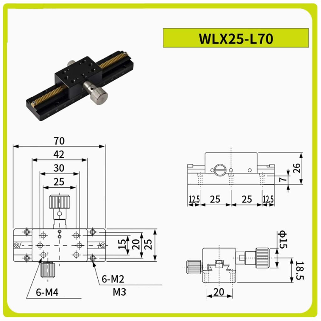 X-axis Dovetail Groove Manual Slide, Long Stroke Gear Drive Bar Type Fine Adjustment Platform