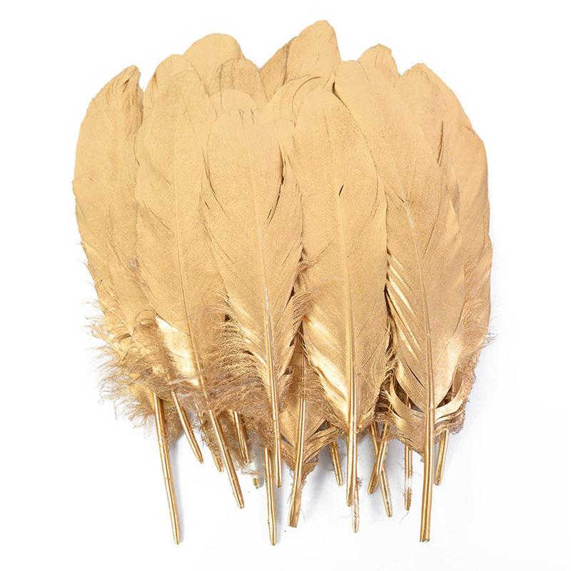 12-18Cm Spray Gold Feather Natural Goose Turkey Feather Wedding Party Gift Box Cake Decoration Balloon Filler D