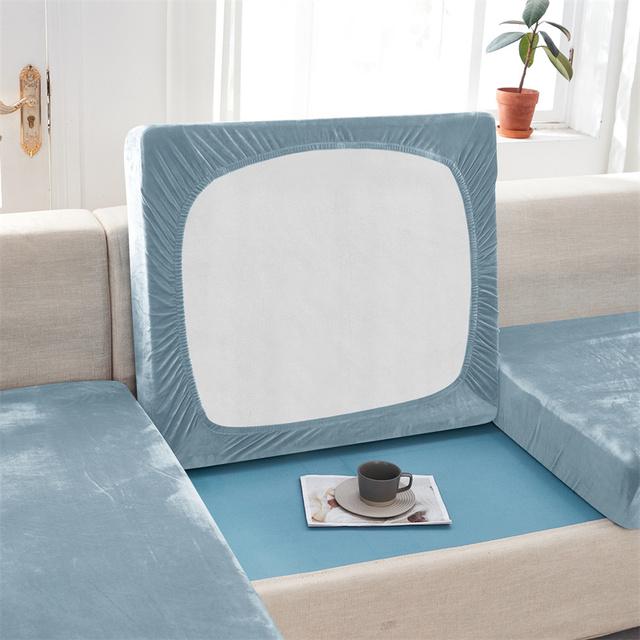 Solid Color Velvet Sofa Seat Cover Cushion Cover Thick Jacquard Soft Stretch Sofa Slipcovers Funiture Protector Living Room