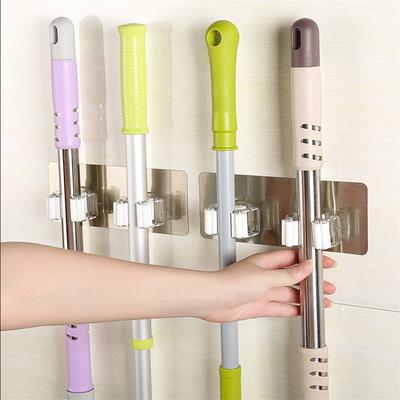 1pc Kitchen Mop Broom Holder Wall Mounted Organizer Brush Storage Folding Rack Behind Doors