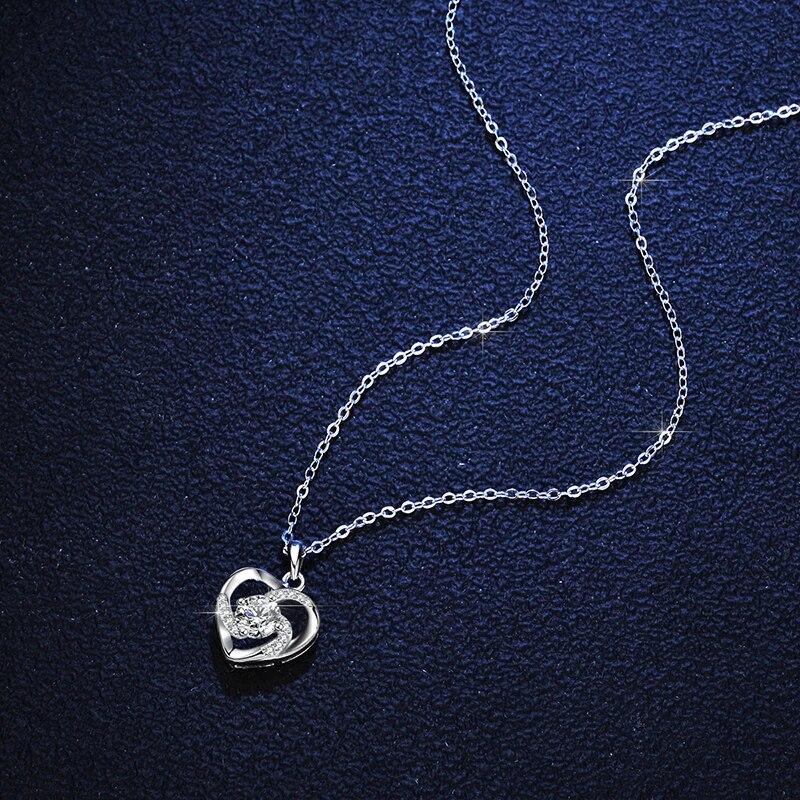 Neue Echte Moissanite Herz Anhänger Halskette VVS1 D Farbe Reinem S925 Sterling Silber Edlen Schmuck Geschenk für Frauen