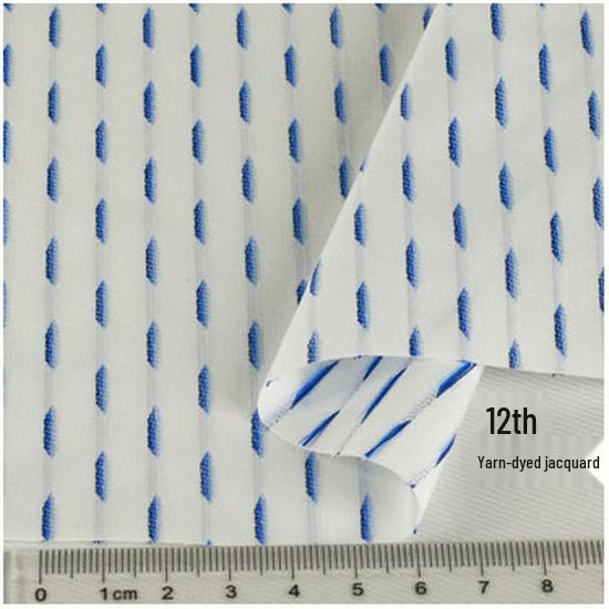Blue, White, Gray Striped Cotton Fabric for Summer Shirts and Work Dresses